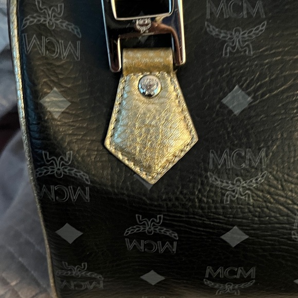 MCM Black and Gold Princess Satchel with Multicolor Accents - Picture 10 of 11